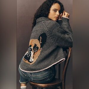 Anthropologie Gray Dog Sweater Cardigan